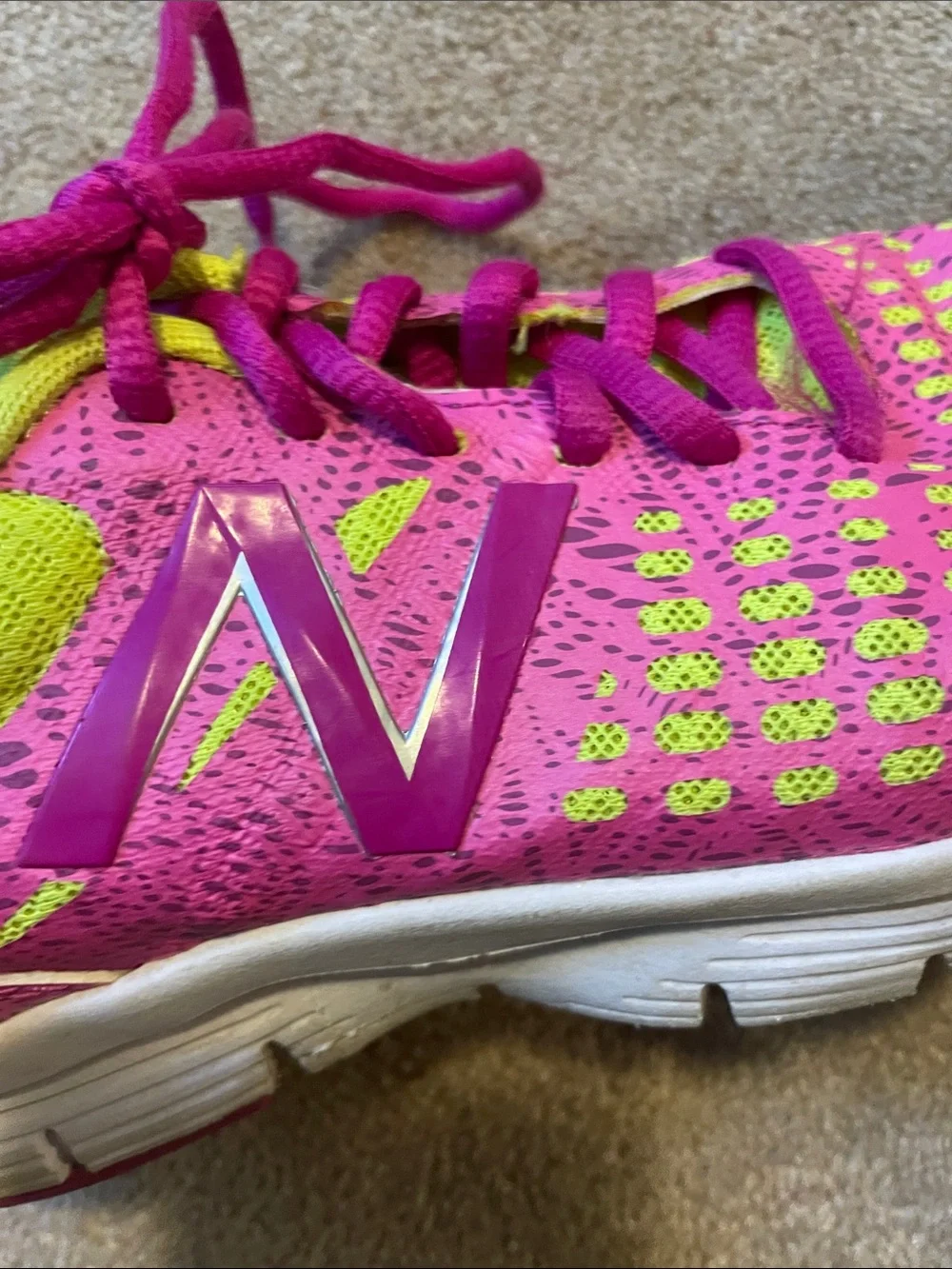 Girls’ Size 4 New Balance Hot Pink & Neon Yellow Sneakers